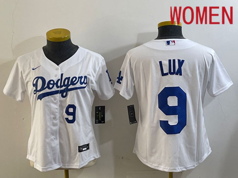 Women Los Angeles Dodgers #9 Lux White Game 2024 Nike MLB Jersey style 4->women mlb jersey->Women Jersey